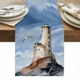 thumbnail image 1 of Beach Lighthouse Table Runner - 90 Inch Long, Kitchen Dining Table Runner Dresser Scarves, Coastal Ocean Sky Birds Oil Painting Farmhouse Decor for Coffee Tables Wedding Party Banquet, 1 of 8