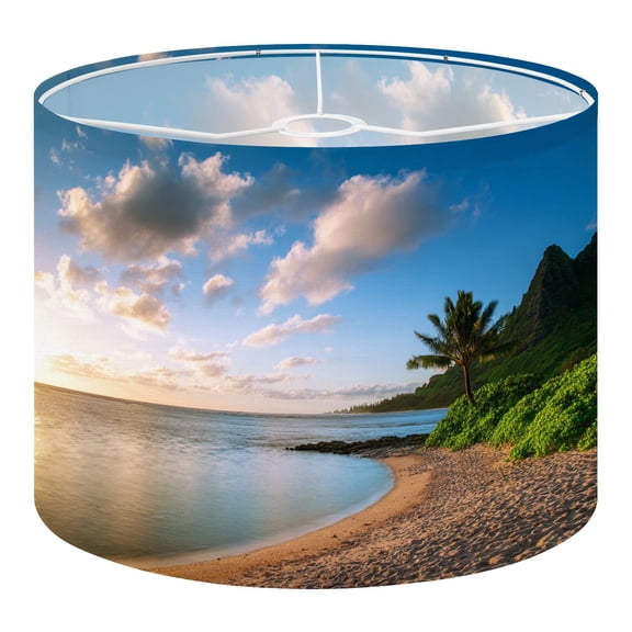Beach Linen Drum Lampshades Bali Hai 13"x13"x10" Light Shade for Table Lamps Floor Lamps Drum Lamp Shades Lampshade Replacement Assembly Required