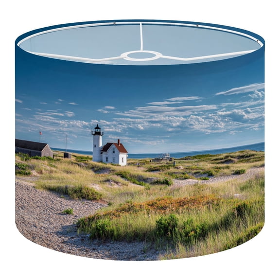 Beach Linen Drum Lampshades Lighthouse sand dunes Cape Cod beach 13"x13"x10" Light Shade for Table Lamps Floor Lamps Drum Lamp Shades Lampshade Replacement Assembly Required