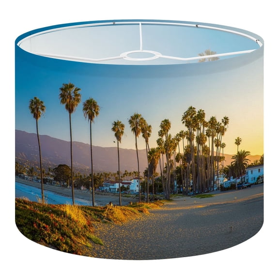 Beach Linen Drum Lampshades Santa Barbara promenade lighthouse mountains 13"x13"x10" Light Shade for Table Lamps Floor Lamps Drum Lamp Shades Lampshade Replacement Assembly Required
