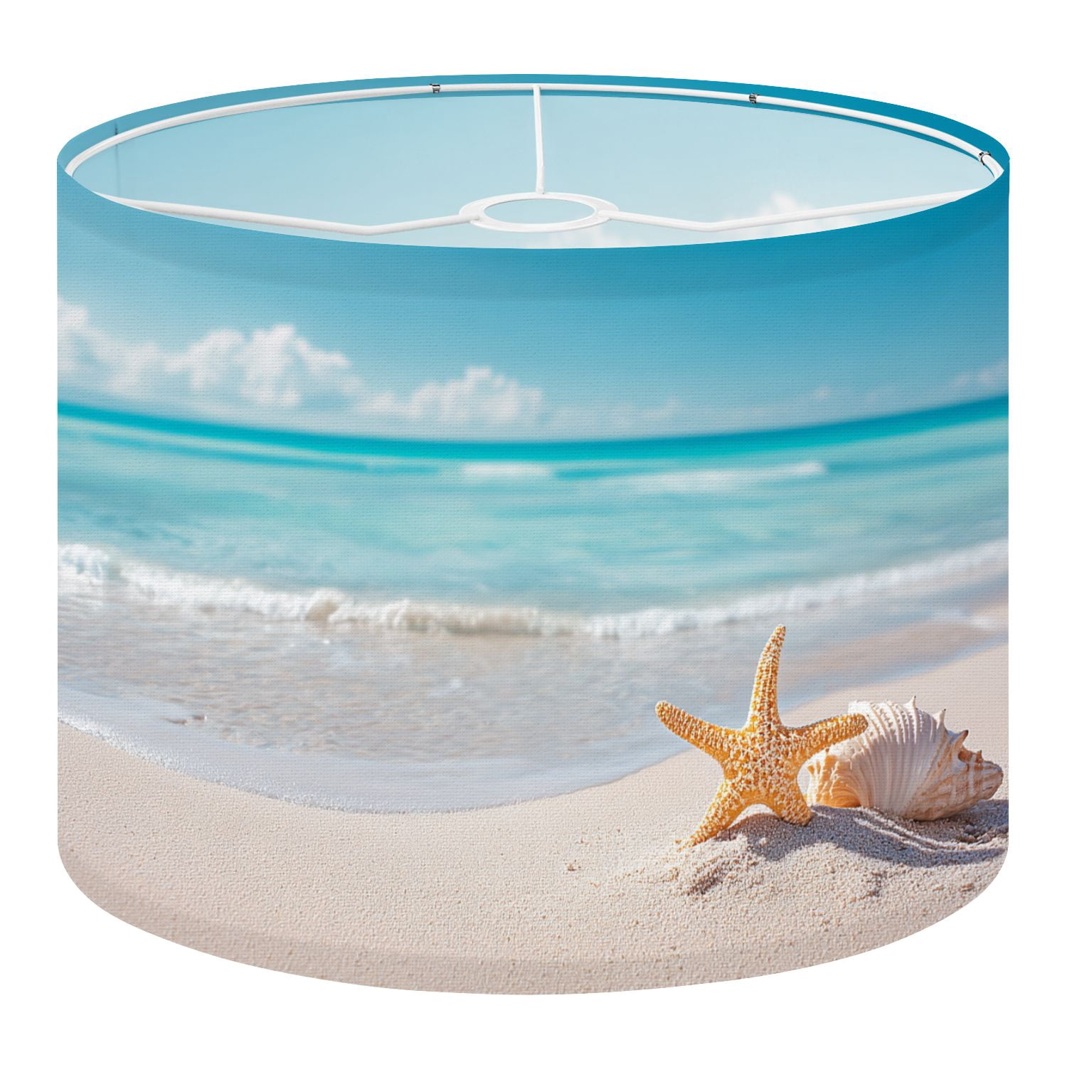 Shell Disc Lamp Shade Beach Linen Drum Lampshades Summer beach strafish shells 13