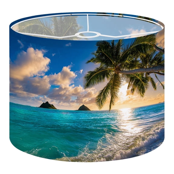 Beach Linen Drum Lampshades beautiful sunrise lanikai beach kailua hawaii oahus 13"x13"x10" Light Shade for Table Lamps Floor Lamps Drum Lamp Shades Lampshade Replacement Assembly Required