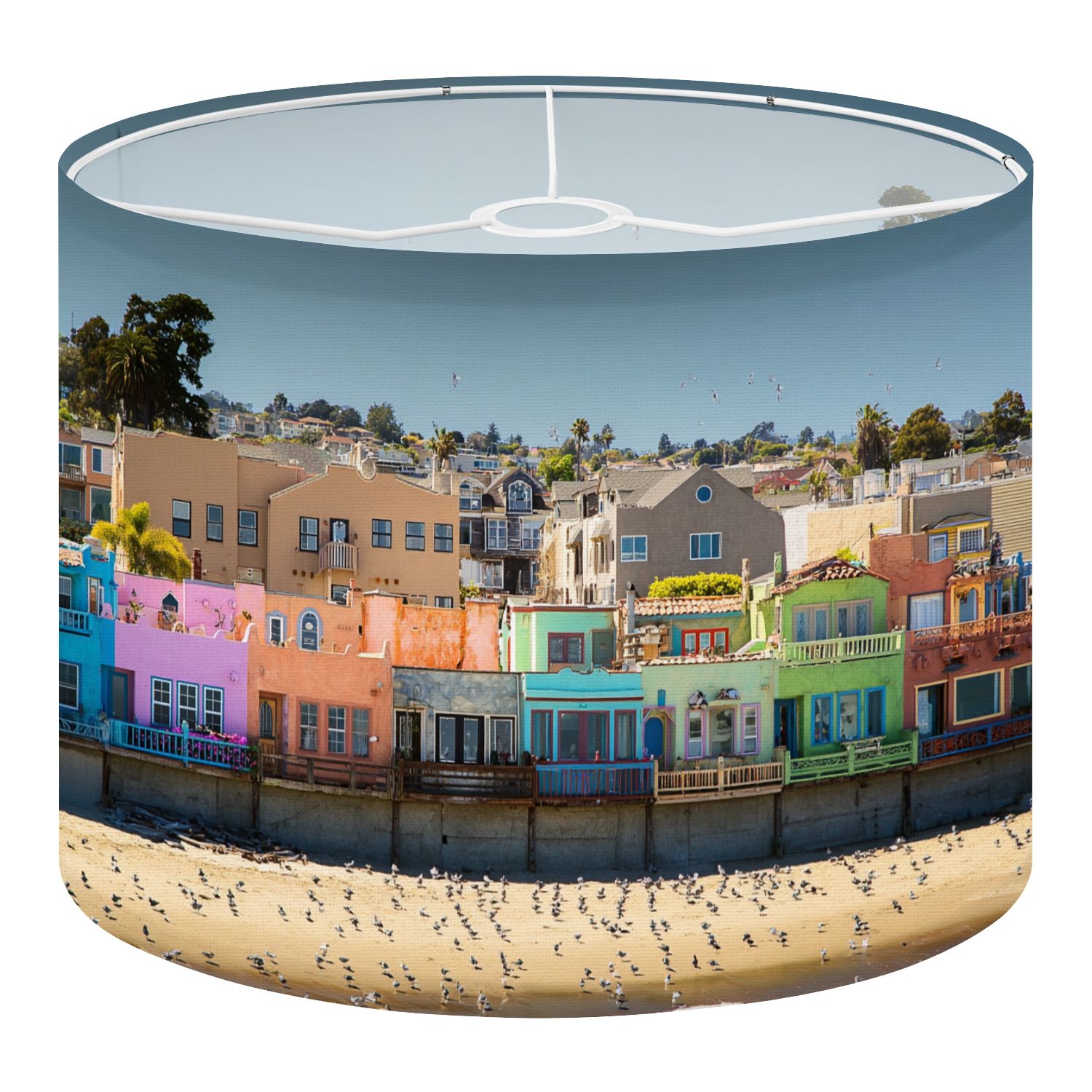 Beach Linen Drum Lampshades colorful beach neighborhood capitola ...
