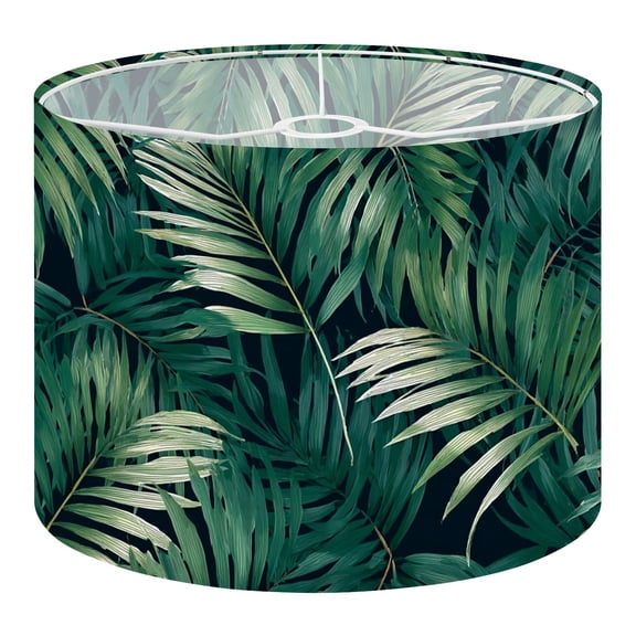 Beach Linen Drum Lampshades palm frond Tropical leaves seamless Banana leaf Exotic 13"x13"x10" Light Shade for Table Lamps Floor Lamps Drum Lamp Shades Lampshade Replacement Assembly Required