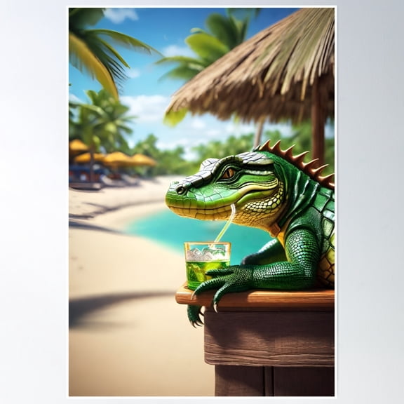 Beach Lizard Poster Wall Art, Modern Wall Decor, 8x12 UNFRAMED