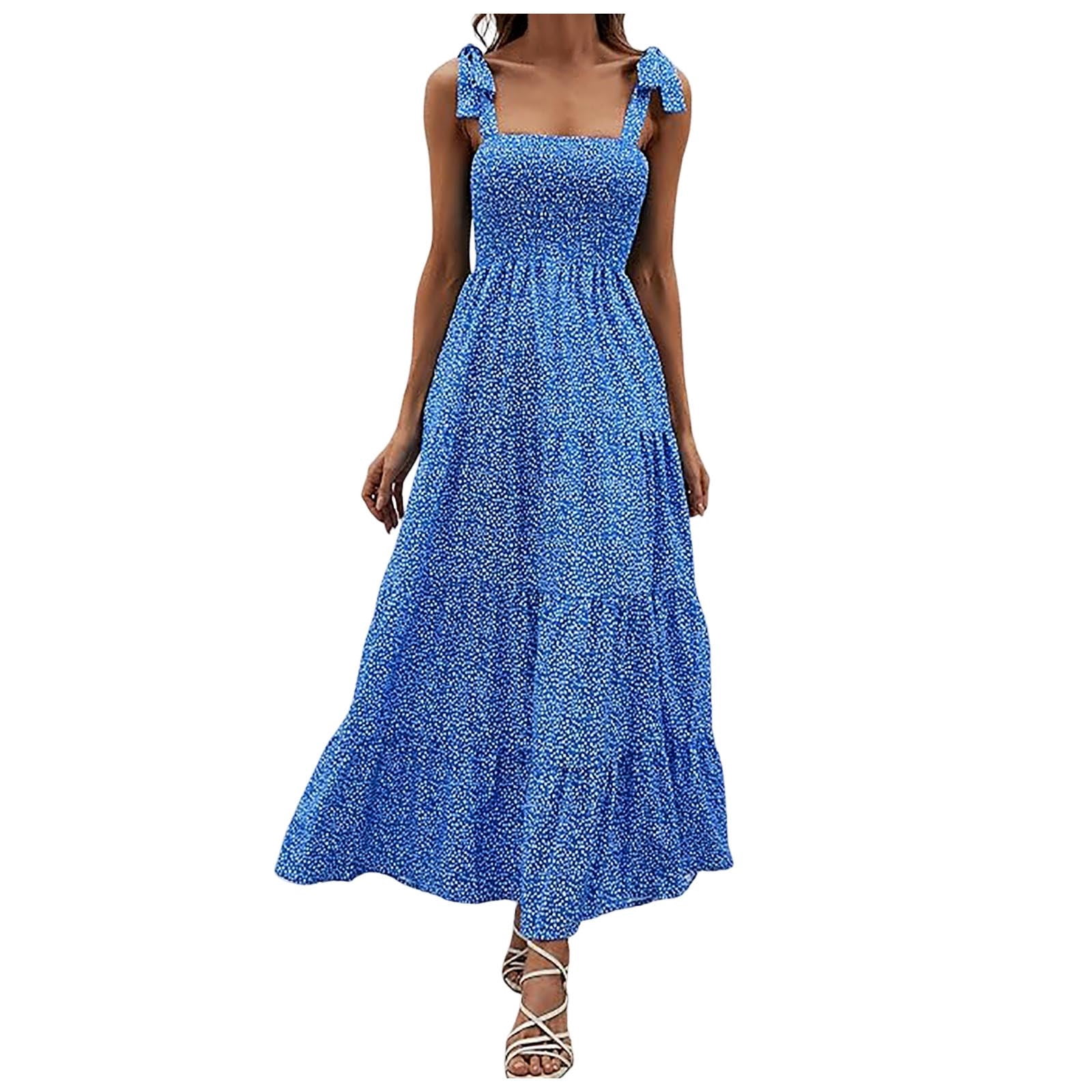 Women's Summer Floral Halter A-Line Dress - Bohemian Cake Dress, Pink, Sizes S-L - View #5