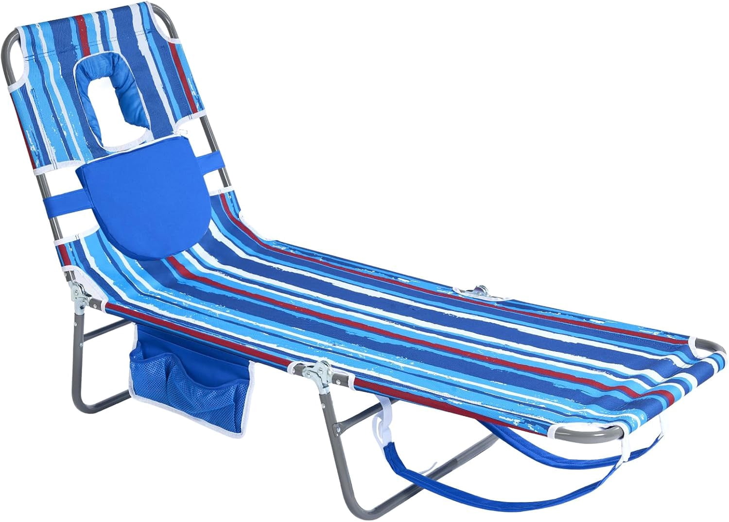 Beach Lounge Chair, Backpack Reclining Beach Chairs Lay Flat, Sun Face ...