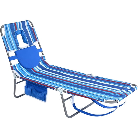 Beach Lounge Chair, Backpack Reclining Beach Chairs Lay Flat, Sun Face Down Tanning Chair, Folding Camping Chairs Portable Camp Cot with Backpack Straps for Outdoor/Picnic/Lawn