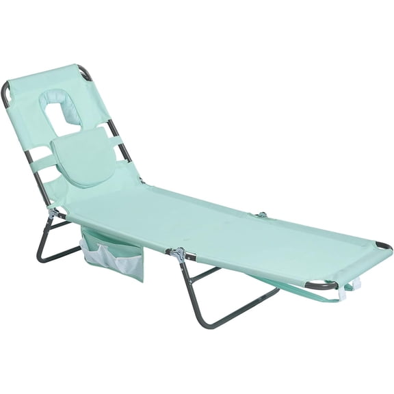 Beach Lounge Chair, Backpack Reclining Beach Chairs Lay Flat, Sun Face Down Tanning Chair, Folding Camping Chairs Portable Camp Cot with Backpack Straps for Outdoor/Picnic/Lawn