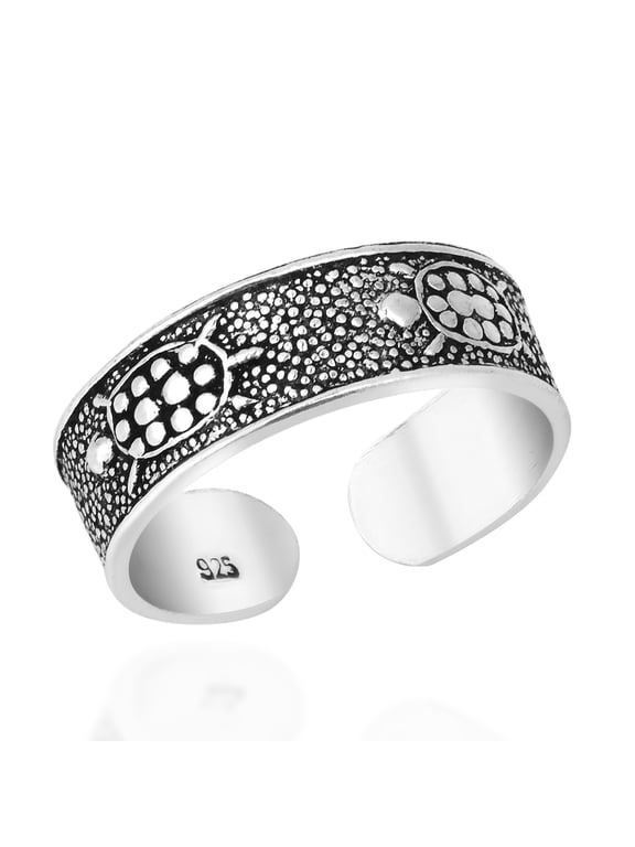 Beach Lover Marine Turtle Band .925 Sterling Silver Toe Ring or Pinky Ring