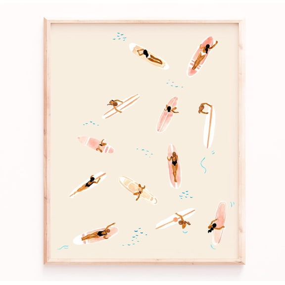 Beach Lover Surfer Print, , Neutral Tones Poster Art Print Home Decor, Unframed Poster Size 12x18 F03.1.20l772