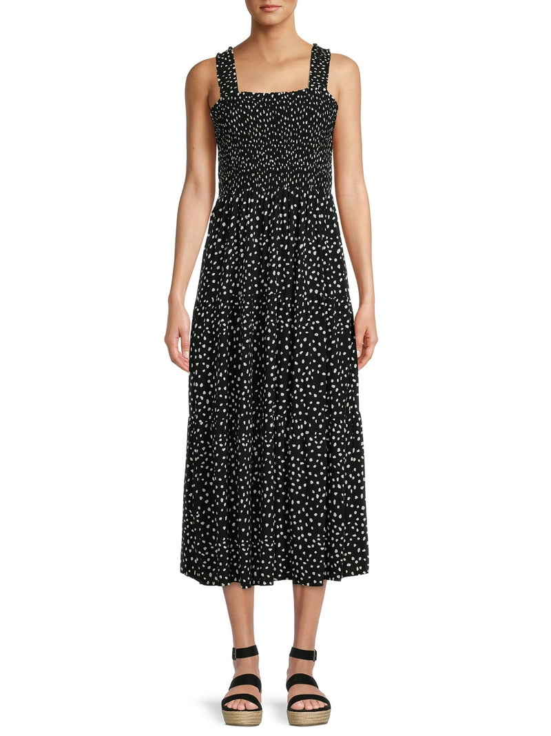 Beach Lunch Lounge Smocked Midi Dress - Walmart.com