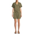 thumbnail image 1 of Beach Lunch Lounge Womens Cuff Sleeve Button Romper with Tie Waist, 1 of 6