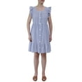 thumbnail image 1 of Beach Lunch Lounge Womens Flutter Sleeve Button Front Knee Length Dress, 1 of 4