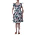 thumbnail image 1 of Beach Lunch Lounge Womens Flutter Sleeve Button Front Knee Length Dress, 1 of 4