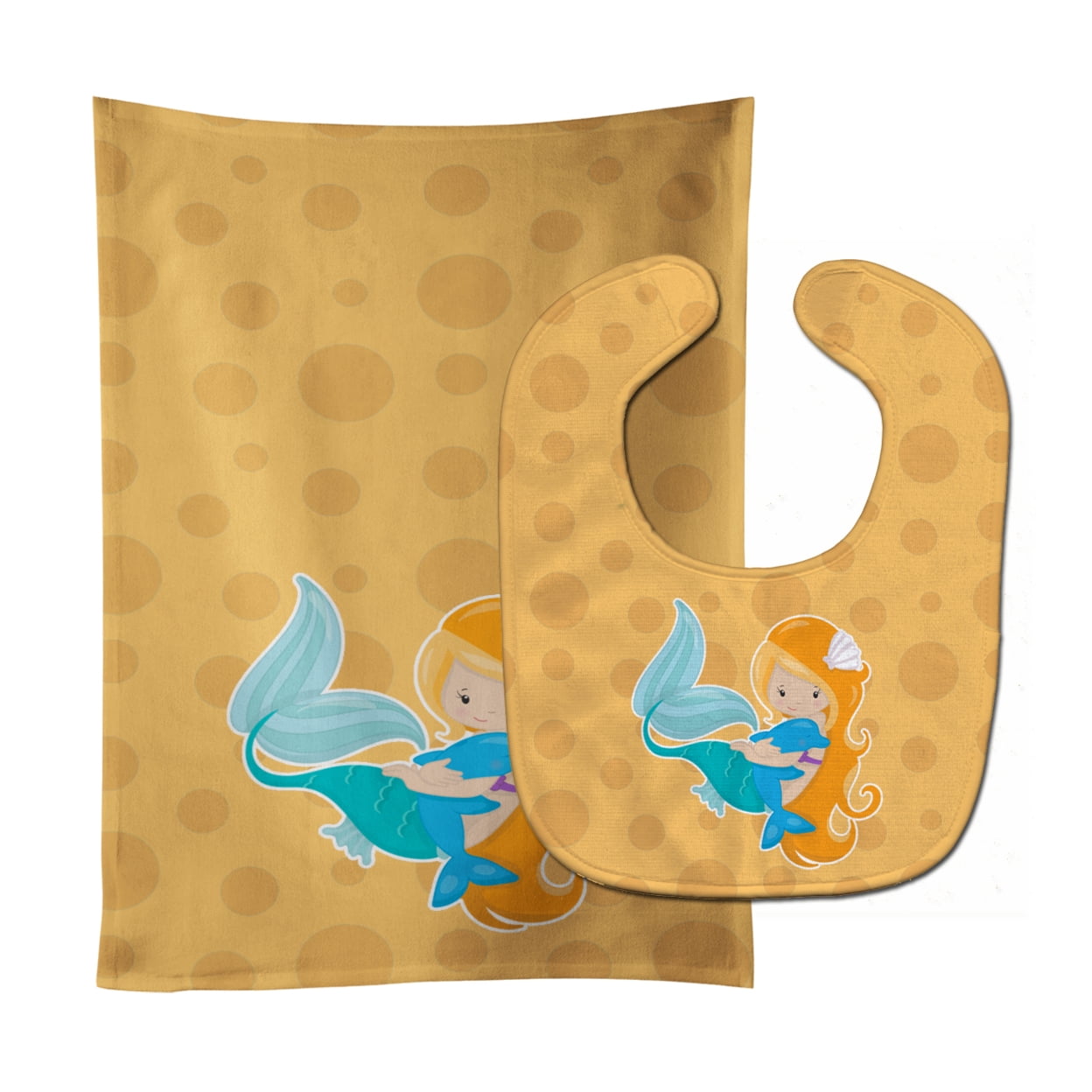 Beach Mermaid Baby Bib & Burp Cloth