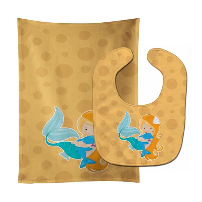 Beach Mermaid Baby Bib & Burp Cloth