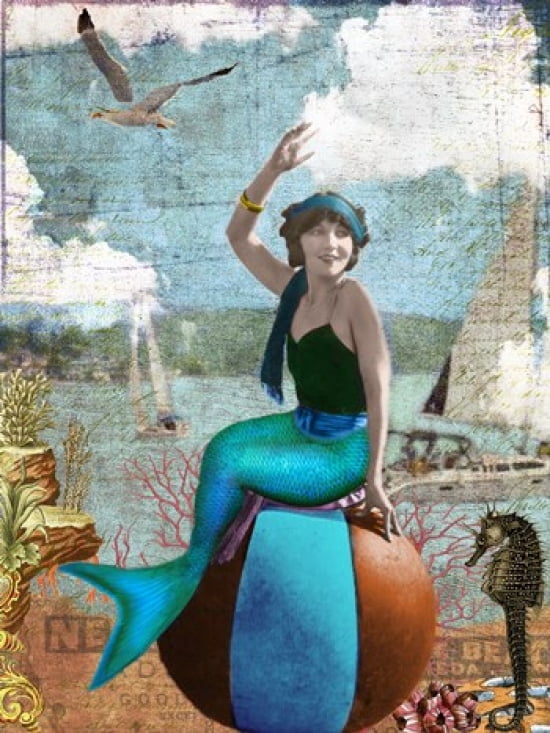 Beach Mermaid Canvas Art - Sandy Lloyd (18 x 24)