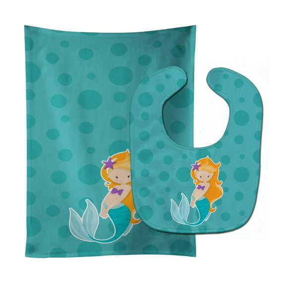 Beach Mermaid Ginger Baby Bib & Burp Cloth