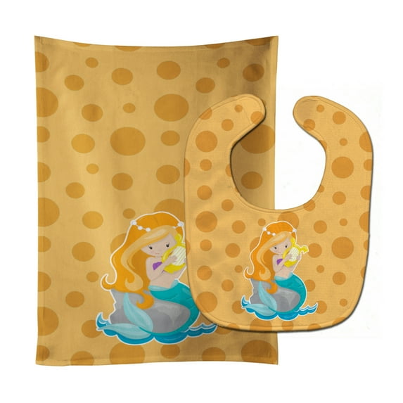 Beach Mermaid Ginger Hair Laurie Baby Bib and Burp Cloth