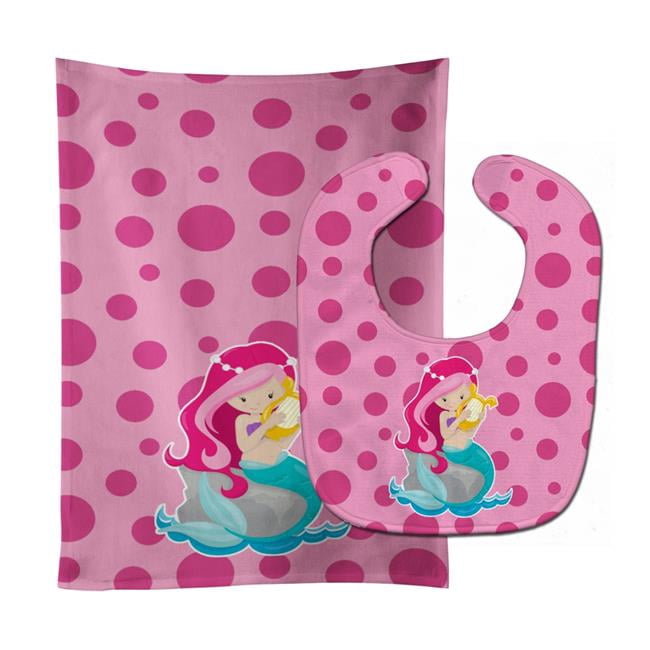 Beach Mermaid Pink Hair Pamela Baby Bib & Burp Cloth