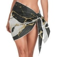 thumbnail image 1 of Beach Mini Dress Black Gold White Marble Swimsuit Coverup for Women Swimwear Cover Ups Short Triangle Beach Skirt S, 1 of 8