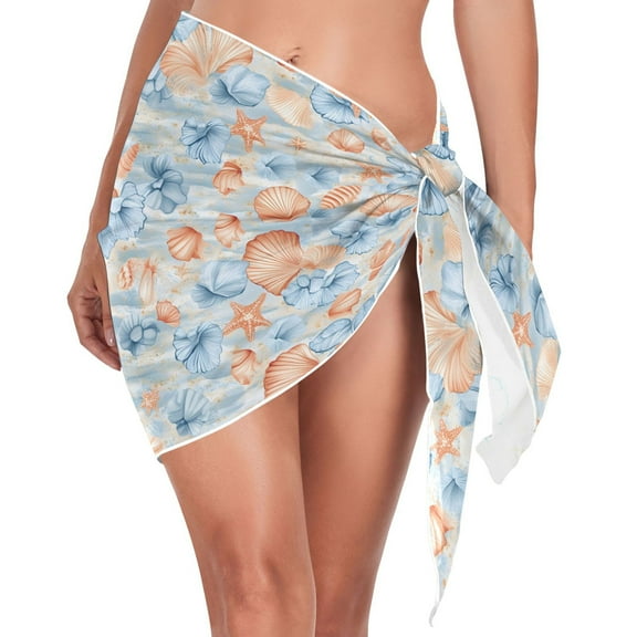 Beach Mini Dress Pink Blue Shell Swimsuit Coverup for Women Swimwear Cover Ups Short Triangle Beach Skirt S