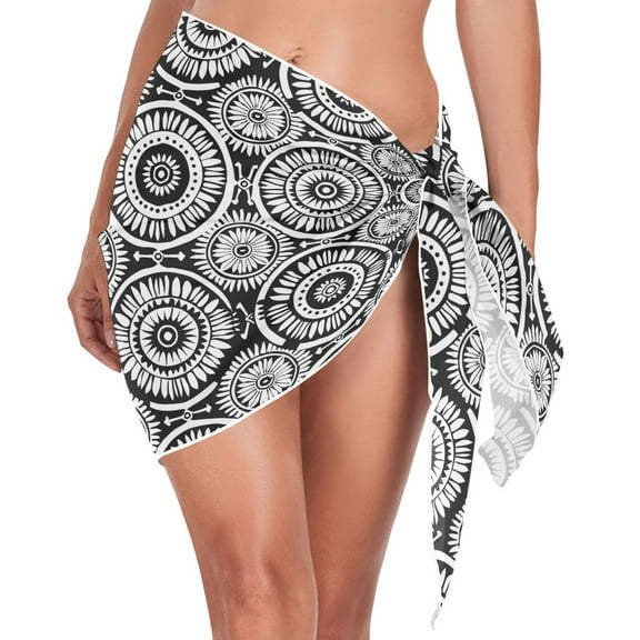 Beach Mini Dress Traditional African Tribal Swimsuit Coverup for Women Swimwear Cover Ups Short Triangle Beach Skirt S