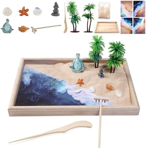 Beach Mini Zen Garden Kit for Desk Decor,Sea Turtle Meditation Yoga ...