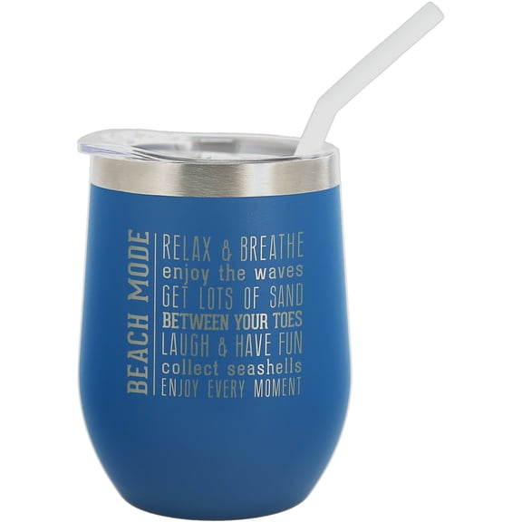 Pavilion Gift Company - Beach Mode - 12 oz Stemless Travel Tumbler with Straw