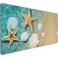 thumbnail image 1 of Beach Mouse Pad 35.4 X 15.7 Inch XXL Summer Starfish Beach Themed Teal and Tan Print Full Desk Mousepad Extended Large Non-Slip Rubber Base Keyboard Mat with Stitched Edges for Gaming Office, 1 of 6