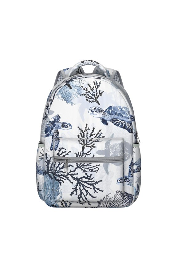 Beach Nautical Sea Turtle Backpack Waterproof Durable School Bag with Abstract Marine Life Pattern, Comfortable Adjustable Straps, Perfect for Outdoor and Daily Use