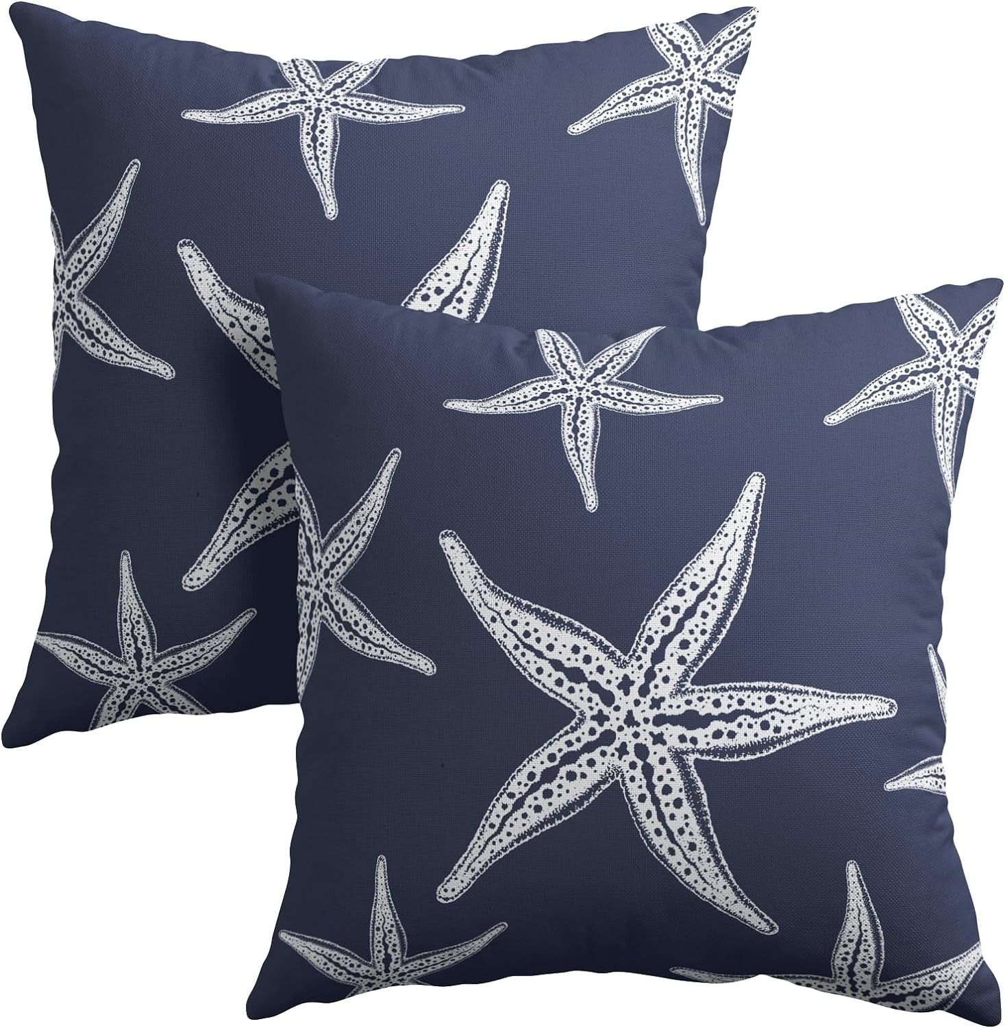 Set Of 4 Coastal Beach Throw Pillow Covers 18x18 - Ocean Starfish Seashell Velvet Covers For Sofa Decor