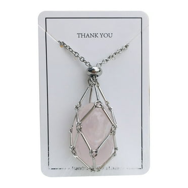 Beach Necklace,2024 Crystal Stone Necklace Women Handmade Adjustable Length Gemstone Necklace Stainless Steel Crystal Pendant,One Size