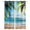 thumbnail image 1 of Beach Ocean Blackout Curtains for Bedroom Living Room Darkening Curtains 54 Inch Long Summer Blue Sky Botanical Tree Leaves Short Curtain for Small Window Treatment Insulated Grommet Drapes 42"x54"x2, 1 of 9