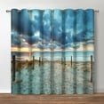 thumbnail image 1 of Beach Ocean Blackout Window Curtains - Costal Sunrise Sunset Natural Sky Sea Sand Landscape Decor Home Bedroom Living Room Grommet Window Drapes 2 Panels Set,42"x 54", 1 of 6