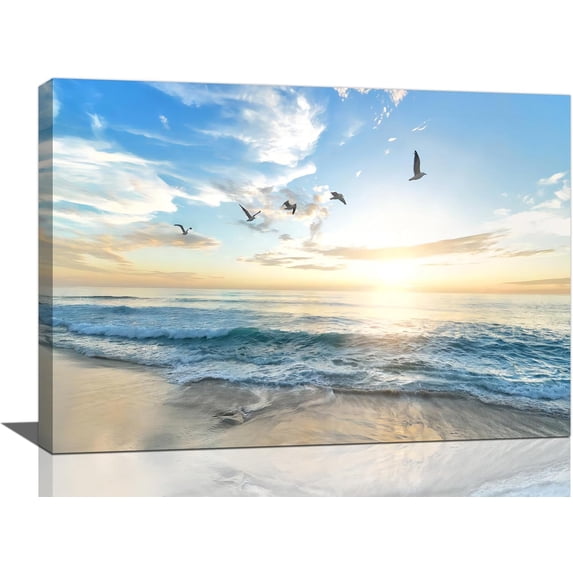 Beach Ocean Canvas Large Wall Art For Living Room Coastal Seagull ...