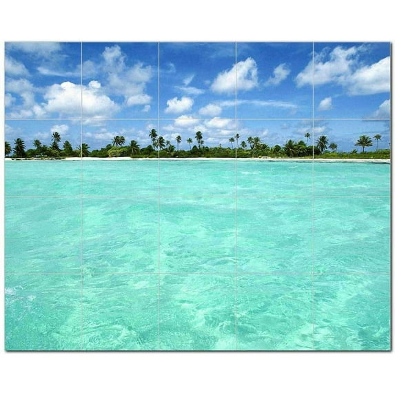 Beach Ocean Ceramic Tile Mural Kitchen Backsplash Bathroom Shower, 400051-L54