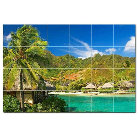Beach Ocean Ceramic Tile Mural Kitchen Backsplash Bathroom Shower, 400061-L64