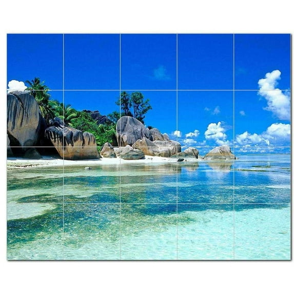 Beach Ocean Ceramic Tile Mural Kitchen Backsplash Bathroom Shower, 400072-XL54