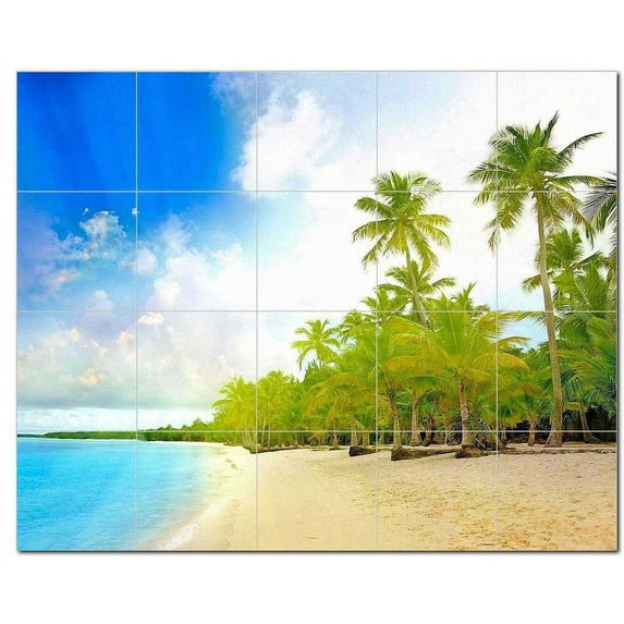 Beach Ocean Ceramic Tile Mural Kitchen Backsplash Bathroom Shower, 400073-XL54
