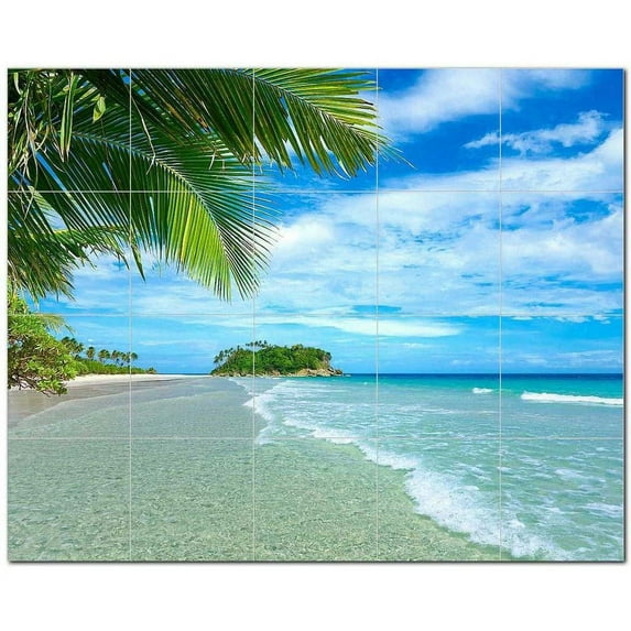 Beach Ocean Ceramic Tile Mural Kitchen Backsplash Bathroom Shower, 400086-XL54