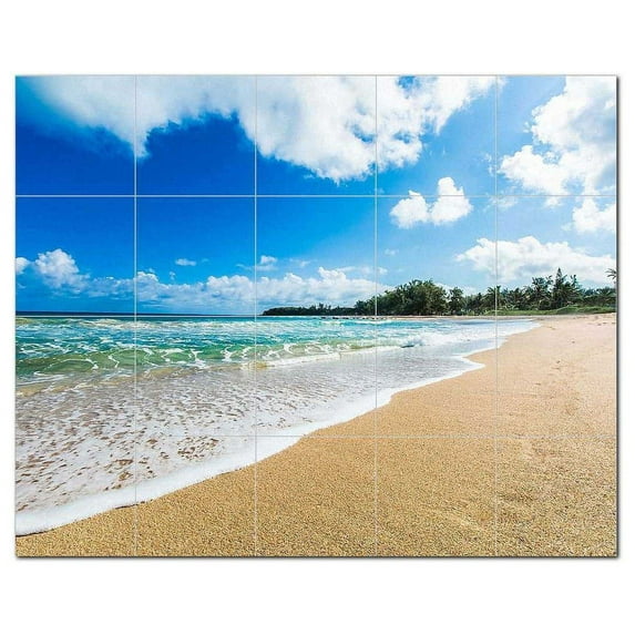 Beach Ocean Ceramic Tile Mural Kitchen Backsplash Bathroom Shower, 400091-S54
