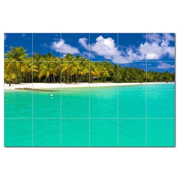 Beach Ocean Ceramic Tile Mural Kitchen Backsplash Bathroom Shower, 400095-XL64