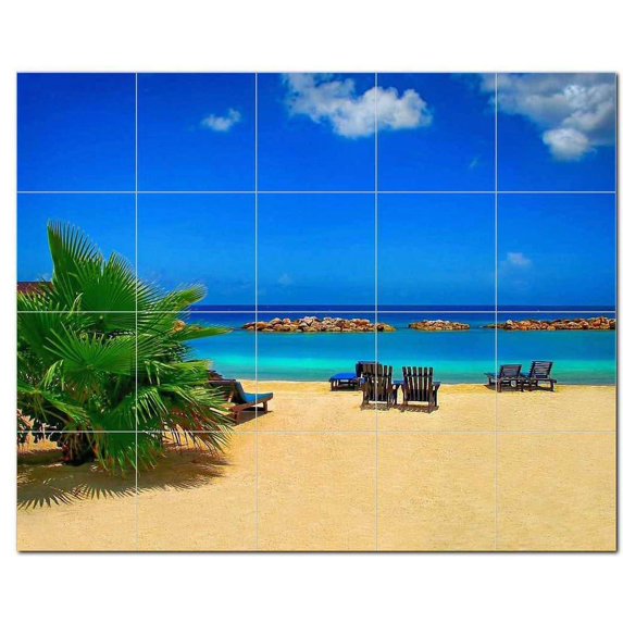 Beach Ocean Ceramic Tile Mural Kitchen Backsplash Bathroom Shower, 400105-S54