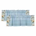 thumbnail image 1 of Beach Ocean Curtain Valances for Windows, Kitchen Valance Window Treatments Panel 2 Pack, Coastal Starfish Shell Blue Wood Grain Rod Pocket Short Curtains for Bathroom Bedroom 42 x 12 Inch, 1 of 8