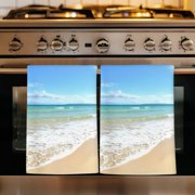 Beach Ocean Kitchen Towels Set of 1, Nature Sand Sky Cloudy Sea Waves Landscape Absorbent Dish Towels for Kitchen, Microfiber Hand Towel, Quick Drying Tea Towel for Cleaning Decorative Dishcloths