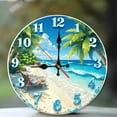 thumbnail image 1 of Beach Ocean Scene Wall Clock 10-Inch Silent Wooden Wall Clock, Battery Operated (AA Batteries Not Included), Artistic Home Decor, 1 of 7