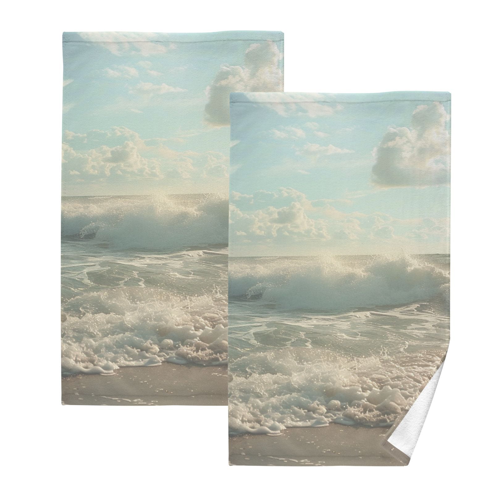Beach Ocean Sky Hand Towels Cotton Bath Towels Large Face Towels Absorbent for Bathroom 2 Packs