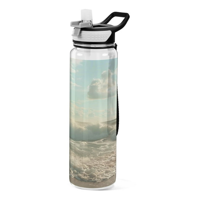 Beach Ocean Sky Sports Water Bottle 32oz with Straw for Kids Travel Mug